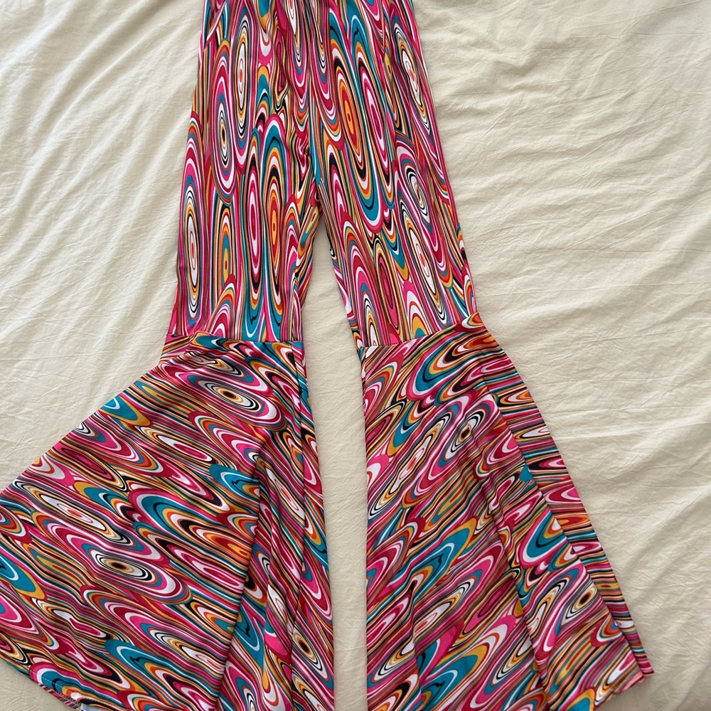 Colorful Swirl Pattern Flared Pants